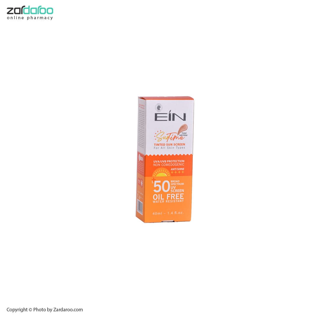 کرم ضد آفتاب بژ روشن مناسب انواع پوست SPF 50 ای آی ان EIN