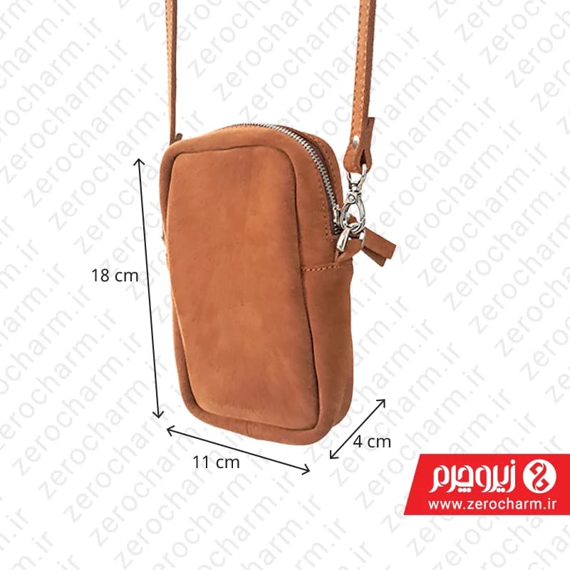 کیف موبایل دوشی چرم طبیعی جیر — تصویر ۵