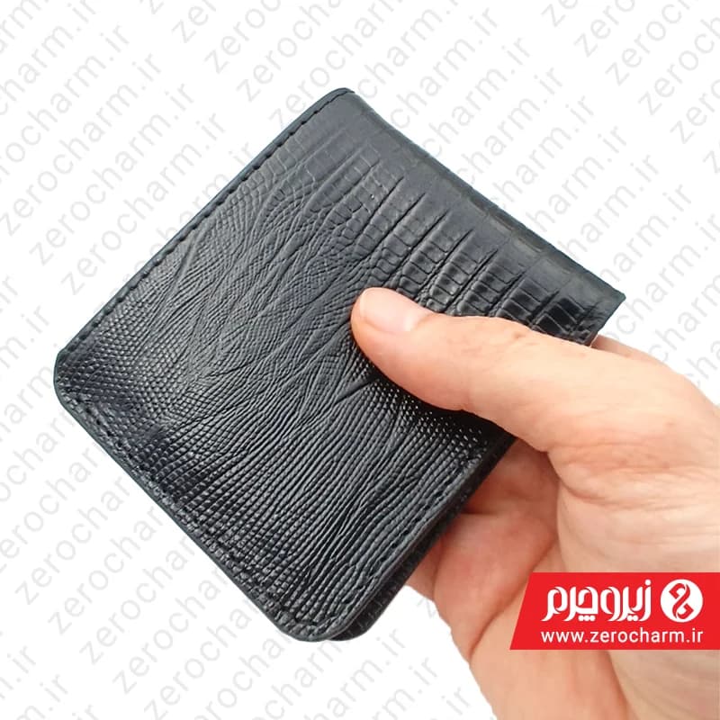 کیف پول جیبی تاشو چرم طبیعی لیزارد — تصویر ۴