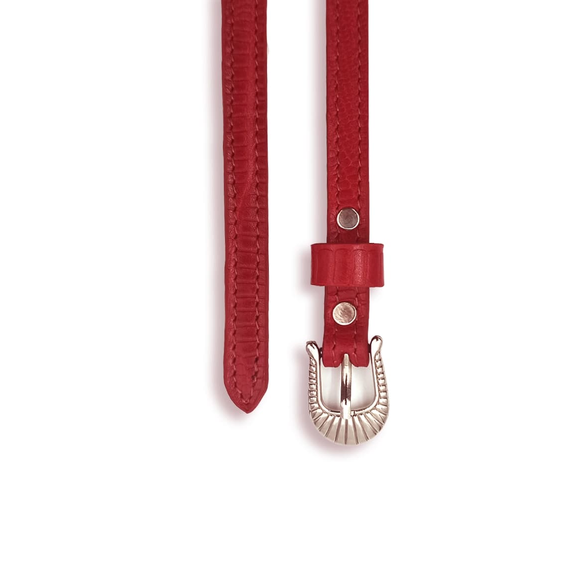 کمربند زنانه چرم طبیعی گاوی طرح لیزارد سایز 1.5