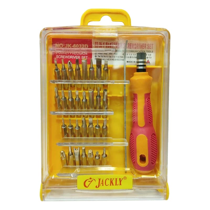 ست پیچ گوشتی 32 تکه JACKLY مدل JK-6032D | مناسب تعمیرات لوازم الکترونیک