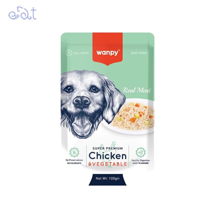 پوچ سگ ونپی با طعم مرغ و سبزیجات مدل Wanpy Pouch Chiken & Vegetable وزن 100 گرم