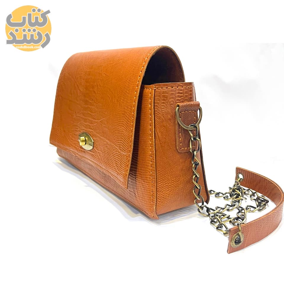 کیف دوشی زنانه چرم گاو طرح لیزارد (دست‌ساز و دست‌دوز) MO-17 — تصویر ۲