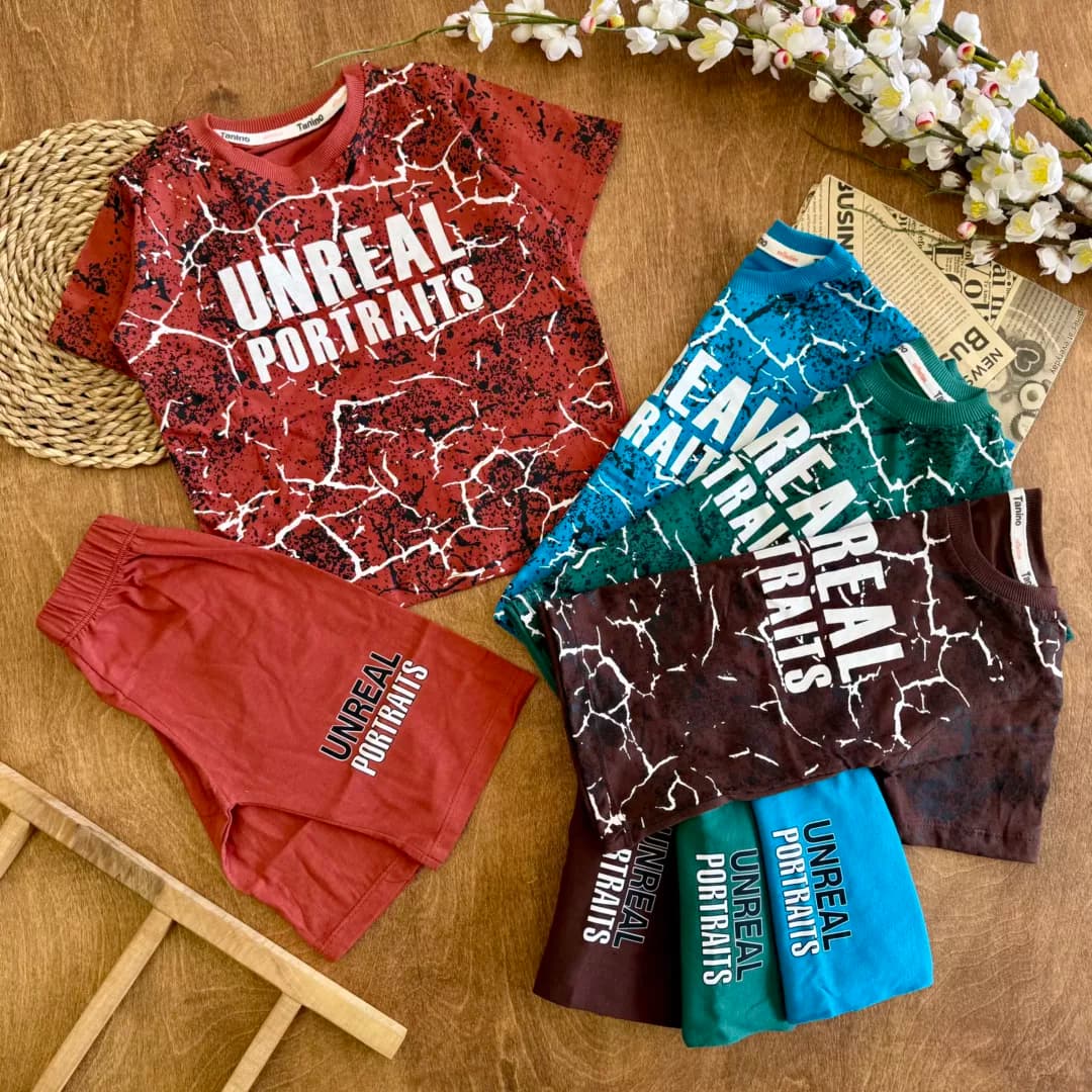 تیشرت شلوارک آبرنگی Unreal (ایراددار) کد 6363-1