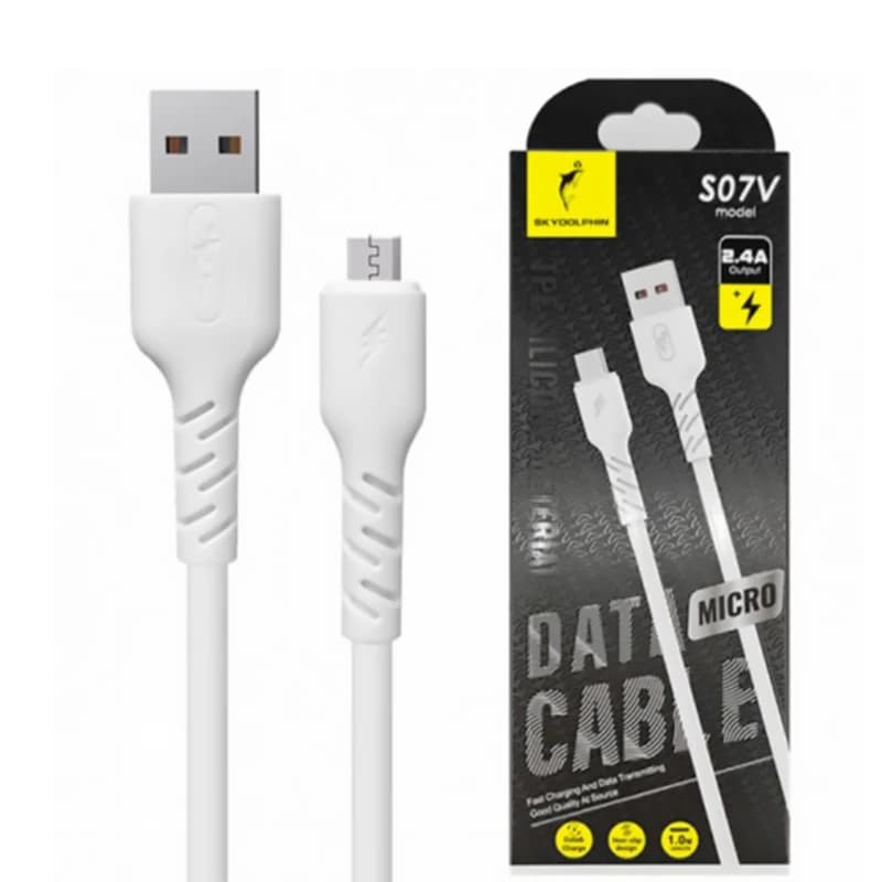کابل شارژ SKYDOLPHIN مدل S07V از نوع Micro USB | طول 1 متر | سفید