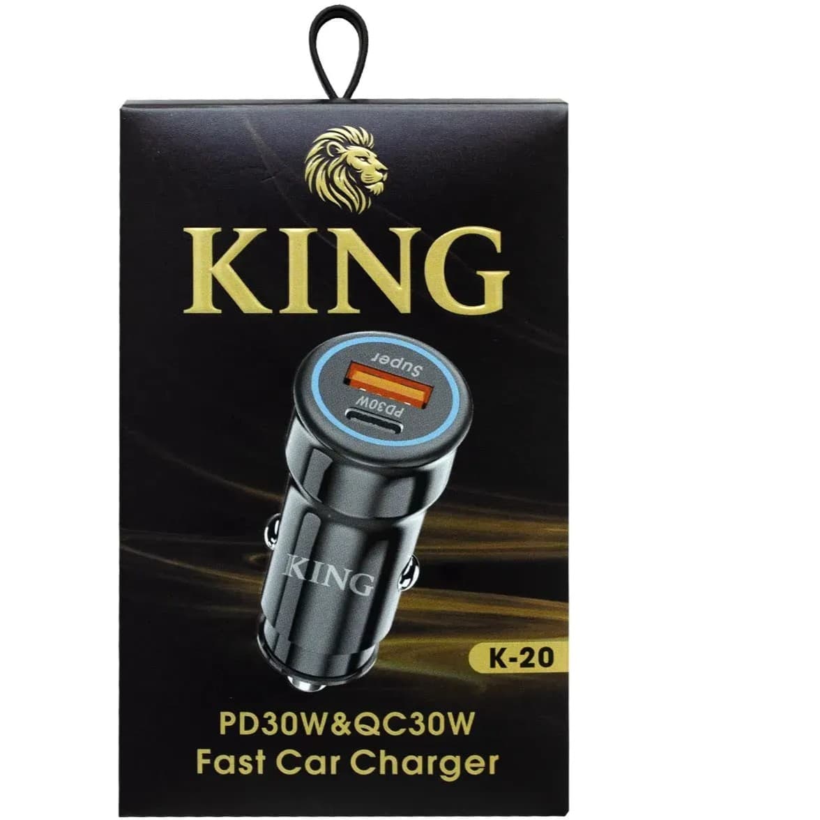 شارژر فندکی FAST مدل KING K-20 با توان 30 وات PD و خروجی‌های Type-C و USB-A — تصویر ۳