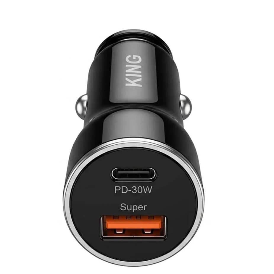 شارژر فندکی FAST مدل KING K-20 با توان 30 وات PD و خروجی‌های Type-C و USB-A