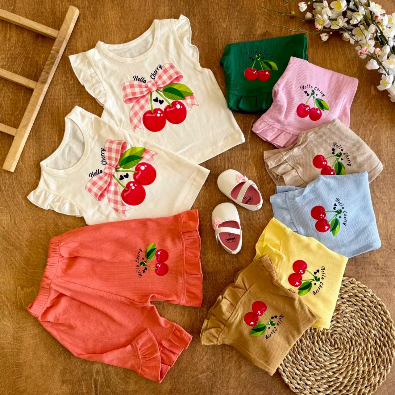 تاپ شلوارک چین دار گیلاس پاپیونی Cherry کد 6700