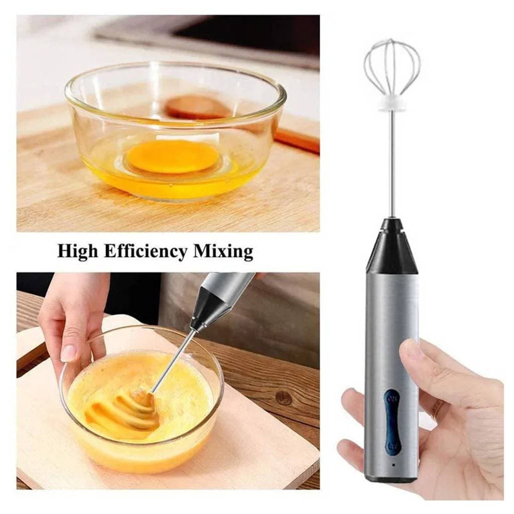 کف‌ساز و هم‌زن شیر و قهوه شارژی USB مدل UL2 بدنه استیل — تصویر ۴