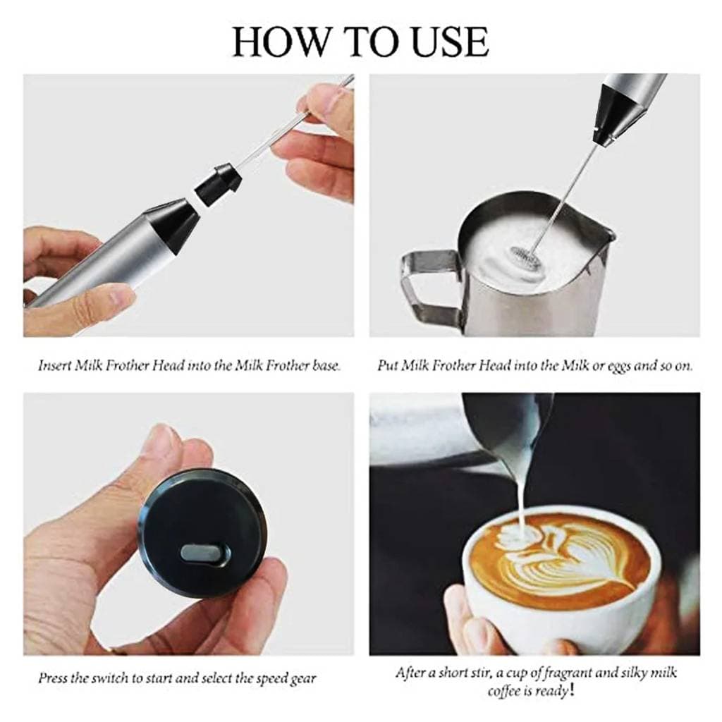 کف‌ساز و هم‌زن شیر و قهوه شارژی USB مدل UL2 بدنه استیل — تصویر ۳