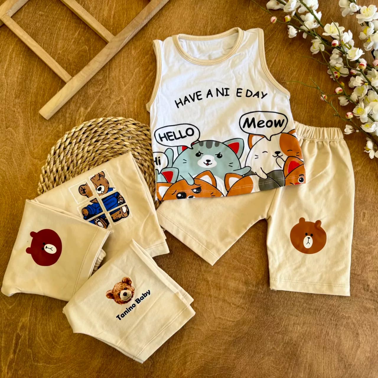 تاپ شلوارک گربه ها HELLO Meow سایز 35 تا 50 کد 6664