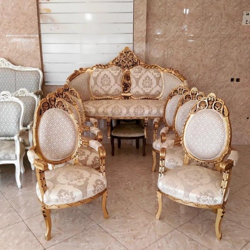 مبل کلاسیک 9 نفره مدل آذر + جلومبلی و عسلی با تخفیف ویژه — تصویر ۵