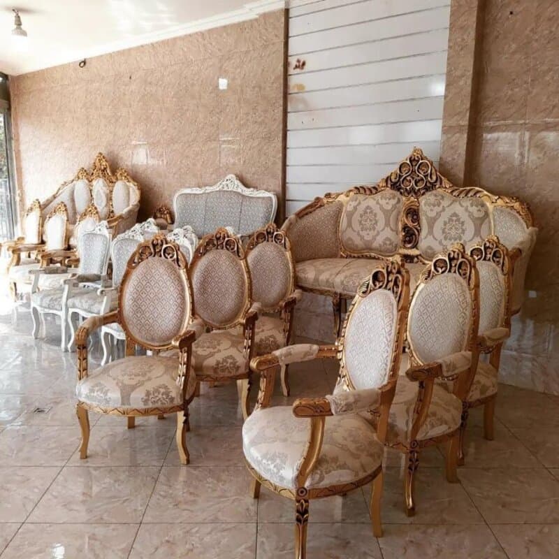 مبل کلاسیک 9 نفره مدل آذر + جلومبلی و عسلی با تخفیف ویژه