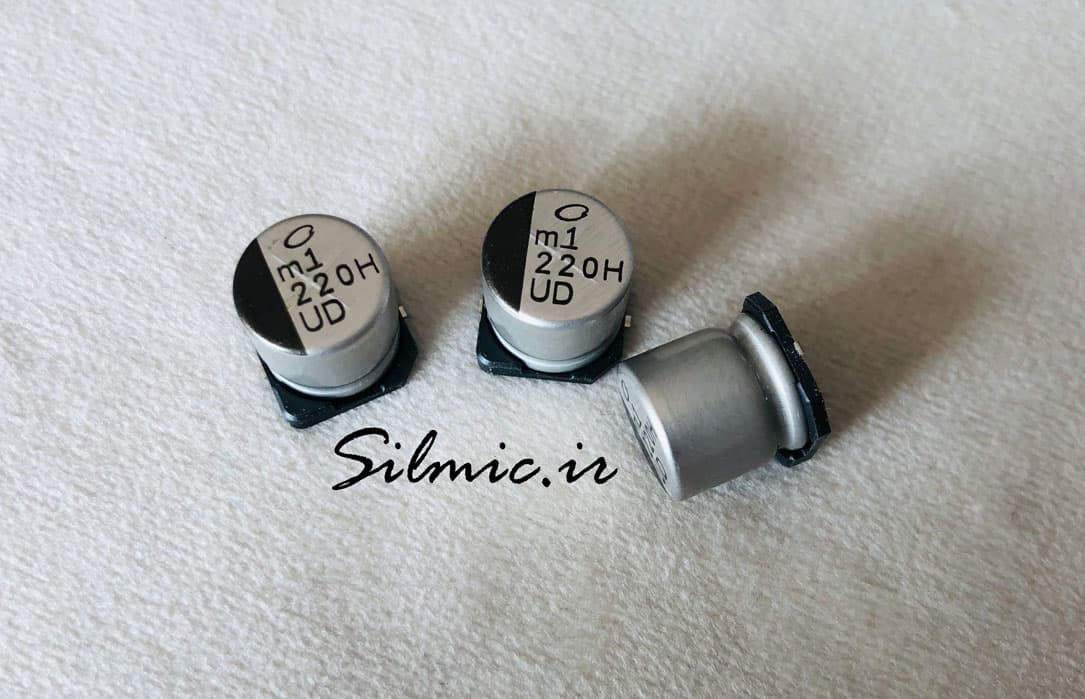 خازن 220 میکرو فاراد 50 ولت SMD ساخت nichicon ژاپن سری UUD امپدانس پایین — تصویر ۲