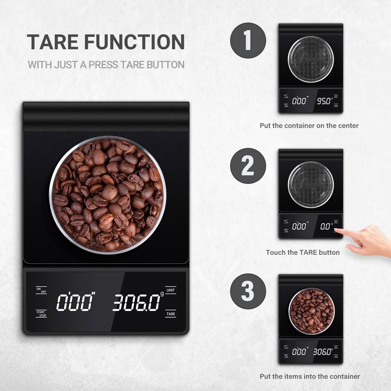 ترازو دیجیتال و اسکیل تایمردار مدل Touch LED — تصویر ۴
