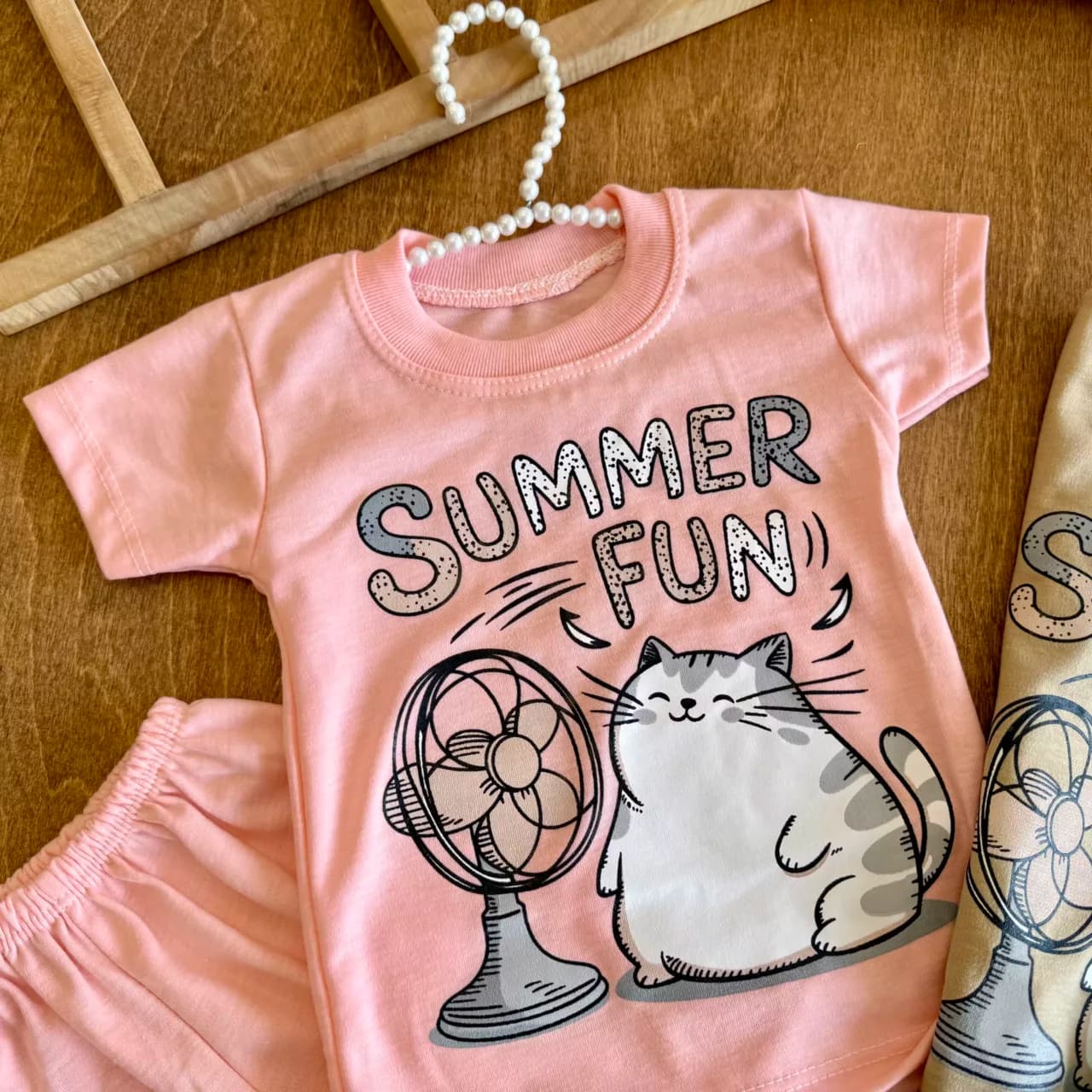 تیشرت شلوارک گربه و پنکه Summer سایز 4 تا 6 کد 6621 — تصویر ۲
