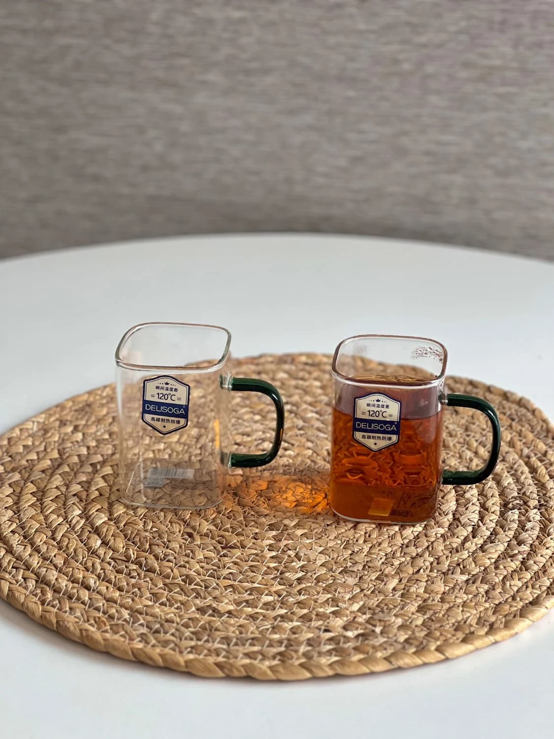 لیوان دسته دار پیرکس مربع دسته رنگی دلی deli — تصویر ۵