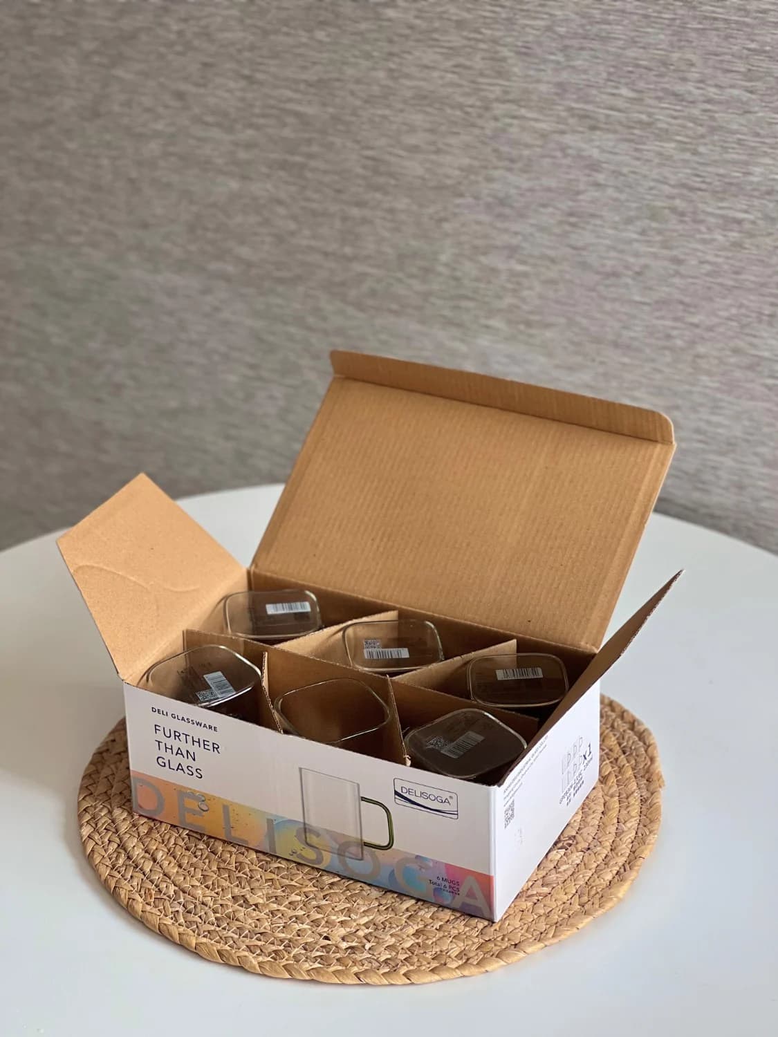 لیوان دسته دار پیرکس مربع دسته رنگی دلی deli — تصویر ۳