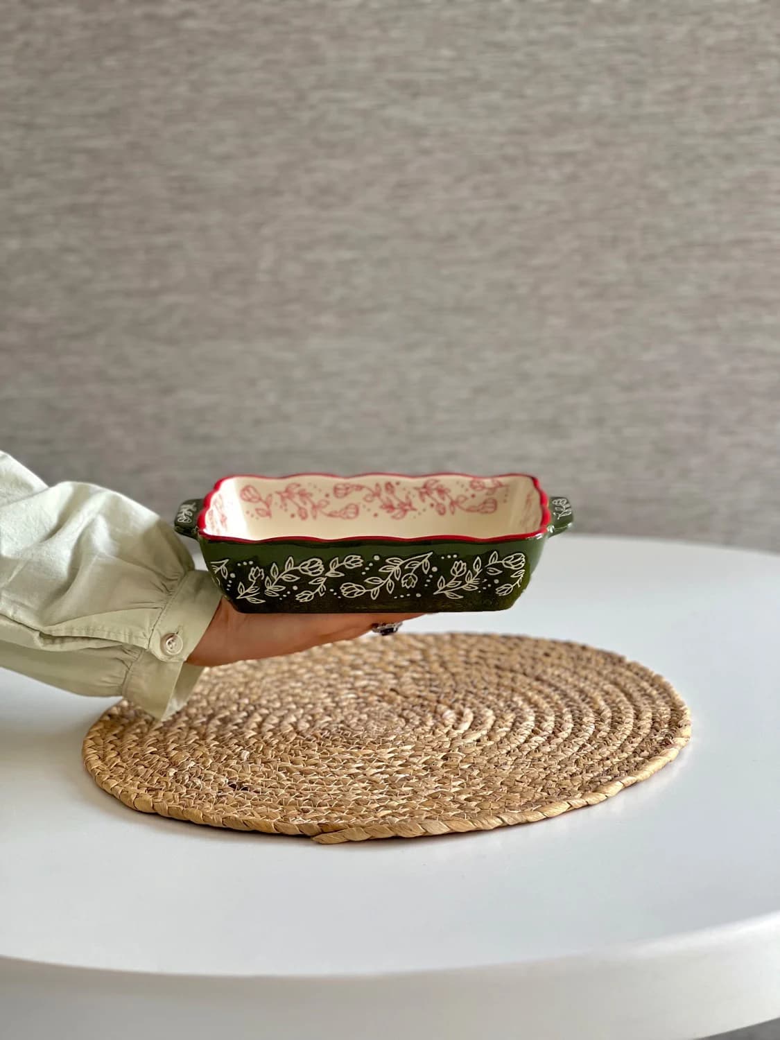 تابه مستطیلی لبه دالبری- مدل سبز داخل قرمز — تصویر ۴
