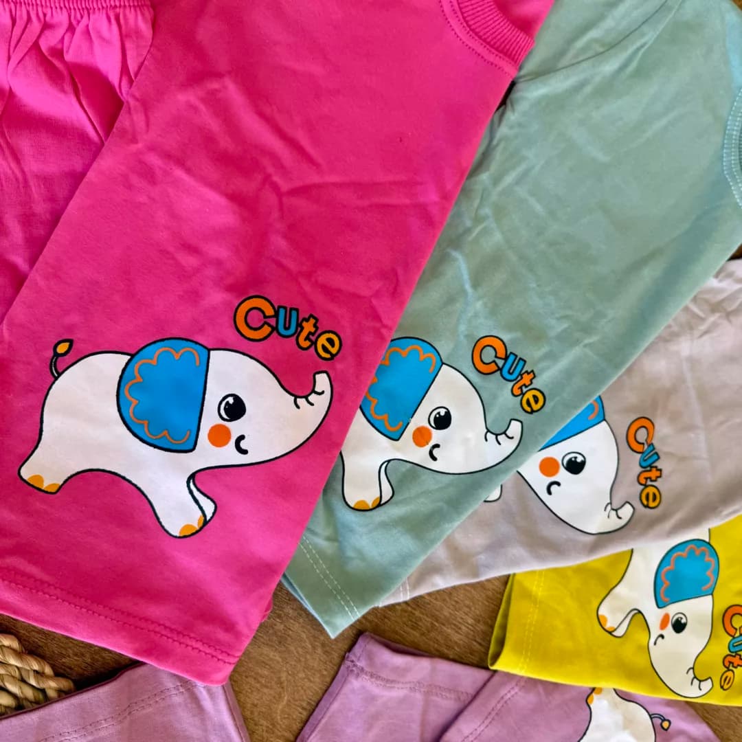تیشرت شلوارک فیل و شیر جیبی CUTE سایز 40،45 کد 6517 — تصویر ۲