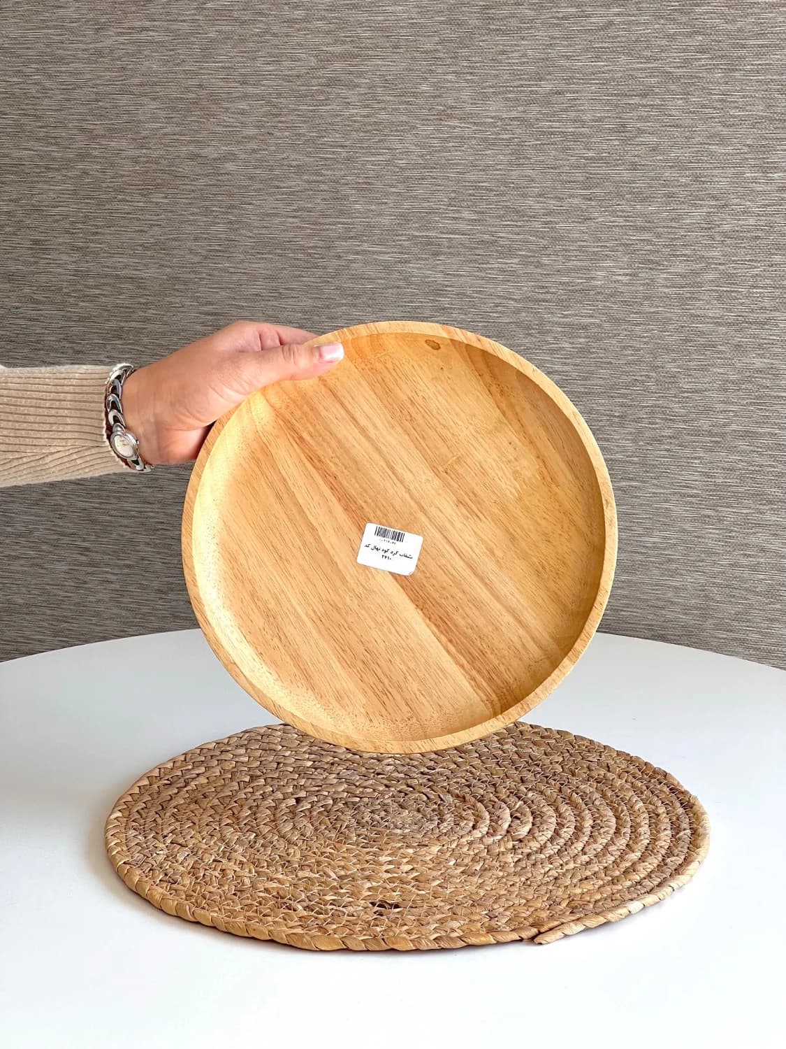 بشقاب گود گرد چوبی تریتی مدل نهال کد R2410