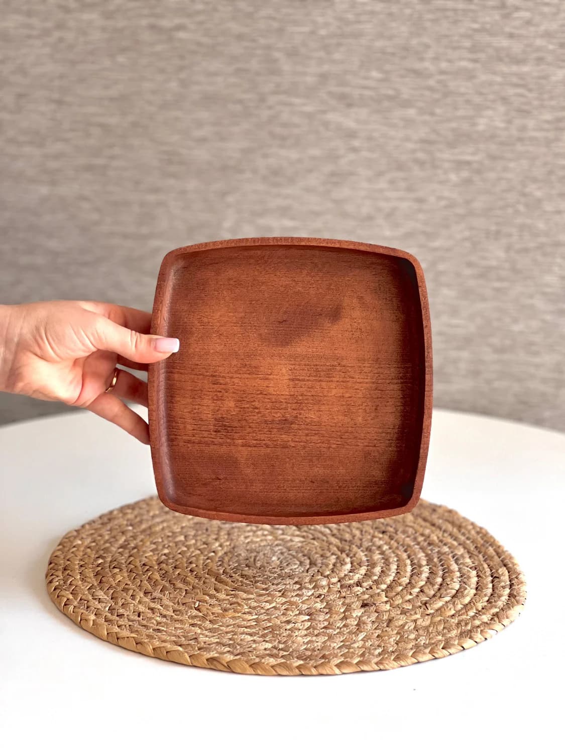 کاسه چوبی مربعی کوتاه 20 سانتی تریتی مدل نرمی کد B2410 — تصویر ۴
