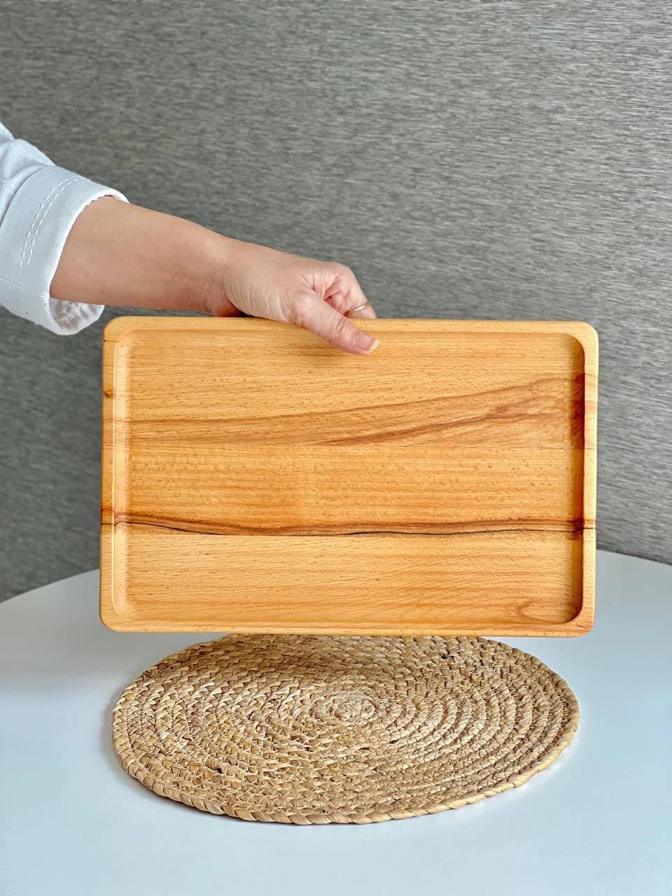 سینی چوبی کف هاشور نیم وود- سایز بزرگ — تصویر ۳