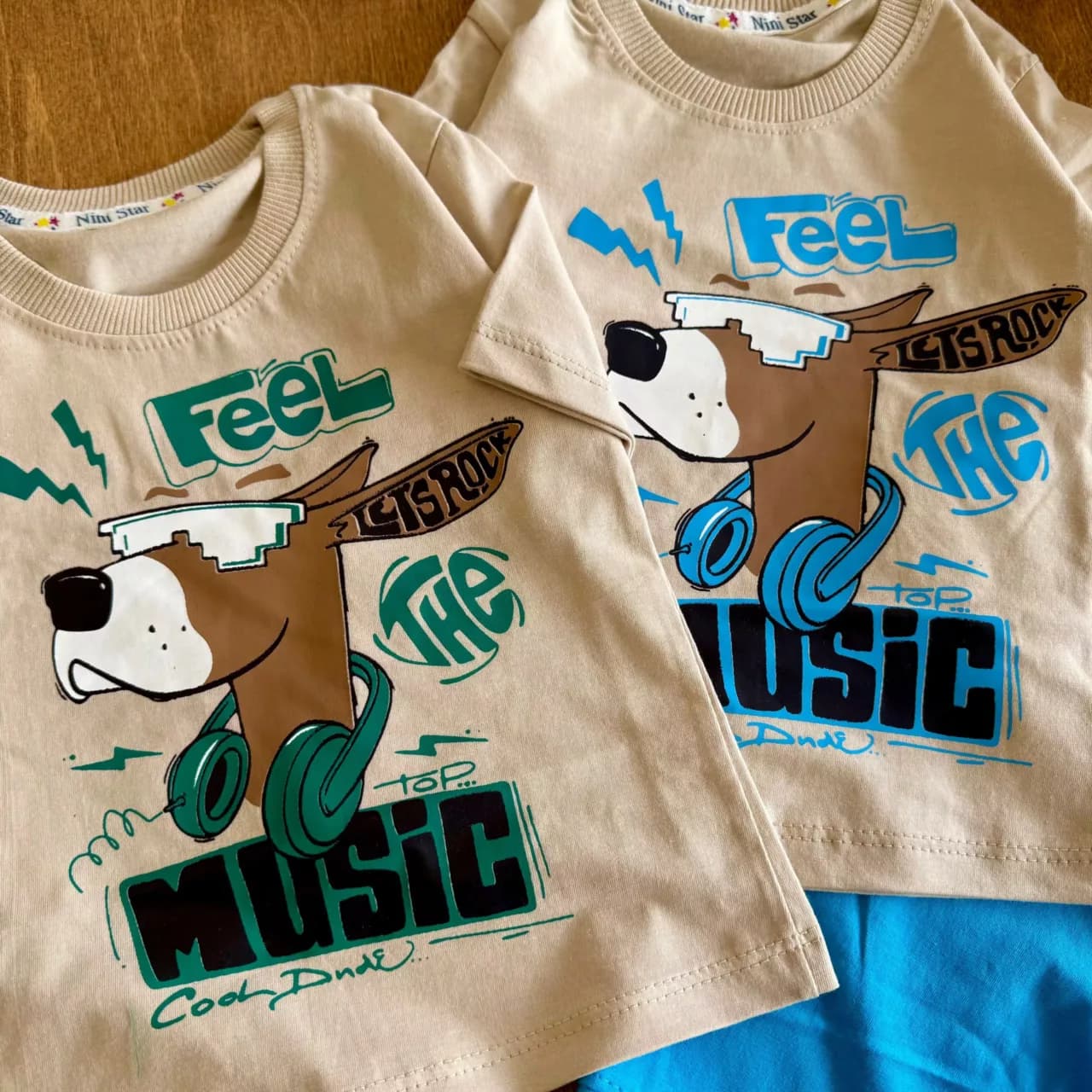 تیشرت شلوارک هاپو هدفونی Feel music سایز 35 تا 45 کد 6583 — تصویر ۲