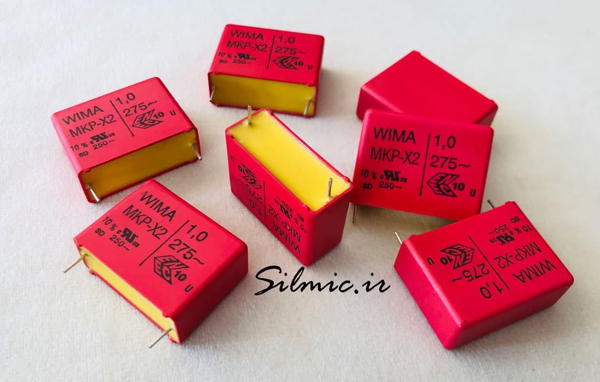 خازن 100 نانو فاراد 275 ولت AC نوع MKP-X2 ساخت WIMA آلمان فیلتر EMI — تصویر ۳