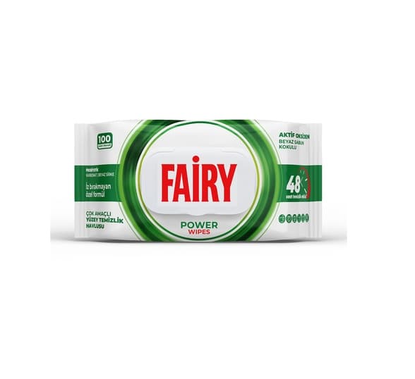 دستمال مرطوب پاک کننده سطوح فیری Power Wipes بسته 100 عددی