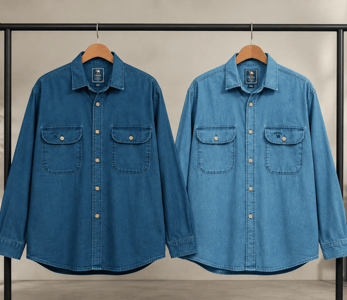 پیراهن لی مردانه آستین بلند دو جیب سایز بزرگ (5XL و 6XL) برند CAMEL