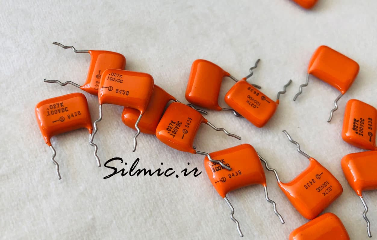 خازن افسانه ای 27 نانو فاراد 100 ولت SPRAGUE آمریکا سری orange drop