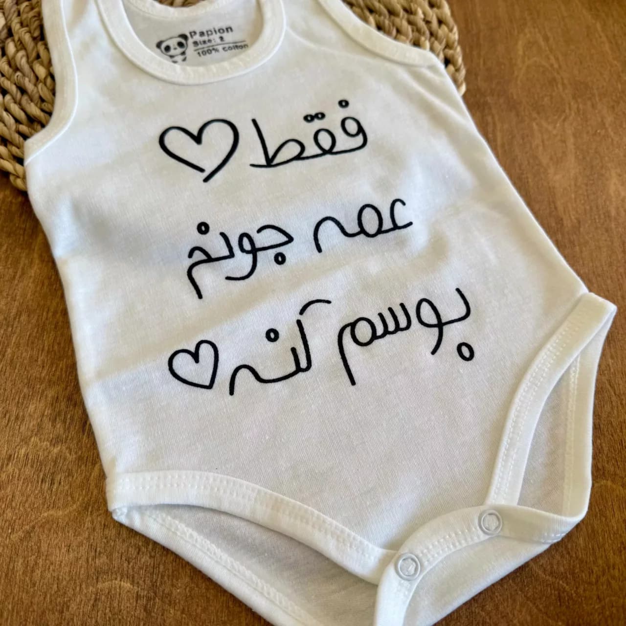 بادی رکابی سفید عمه جون سایز 2 تا 4 کد 6567 — تصویر ۲