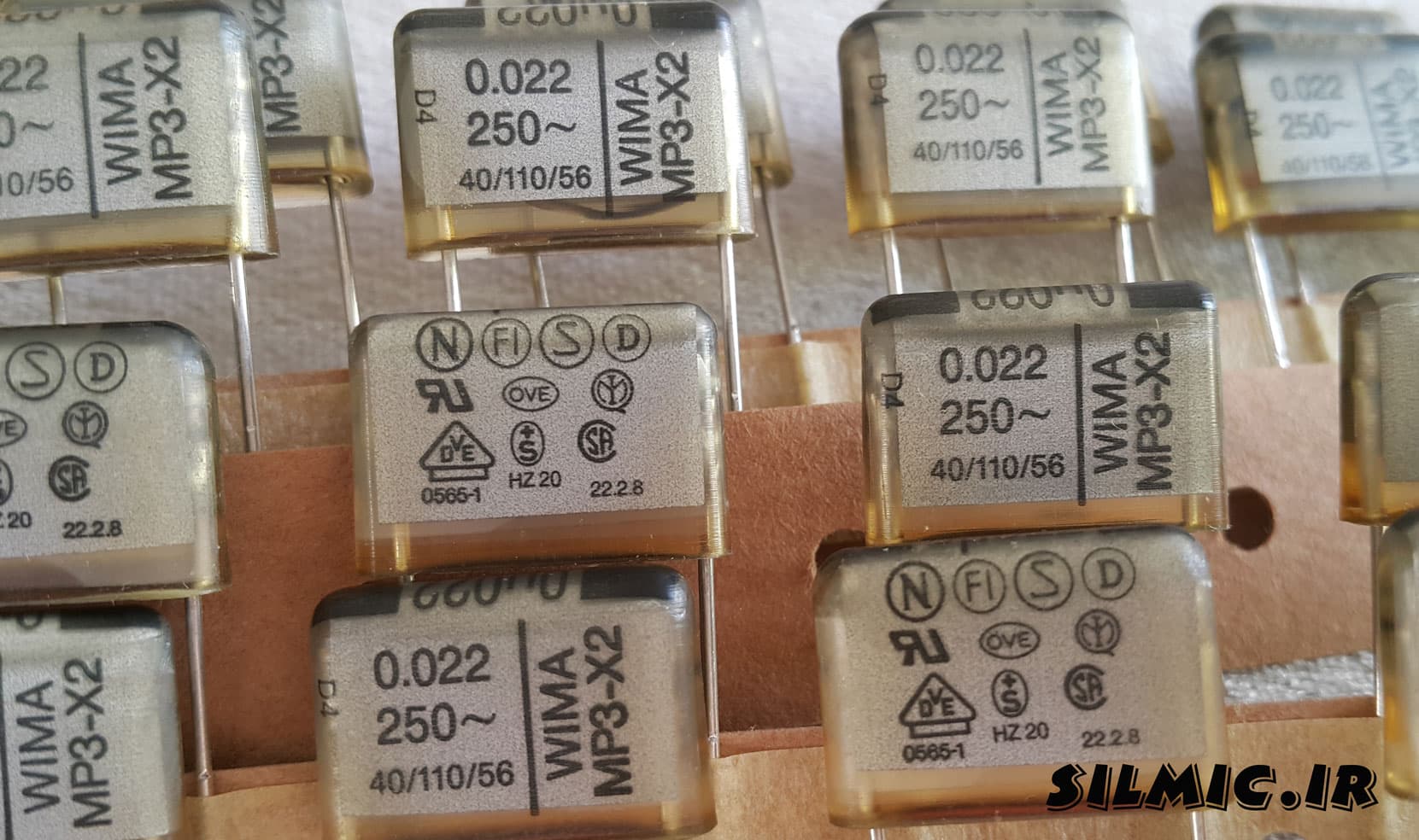 خازن 10 نانو فاراد 275 ولت ac ساخت wima آلمان سری MP3-X2 با سرکوب عالی EMI — تصویر ۷