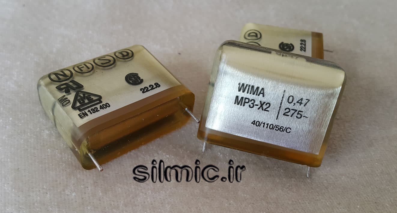 خازن 10 نانو فاراد 275 ولت ac ساخت wima آلمان سری MP3-X2 با سرکوب عالی EMI — تصویر ۴