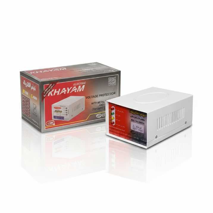 محافظ 2 خانه ارت دار مغز سرامیک یخچال بدنه فلزی کابل 1/8 متری خیام الکتریک