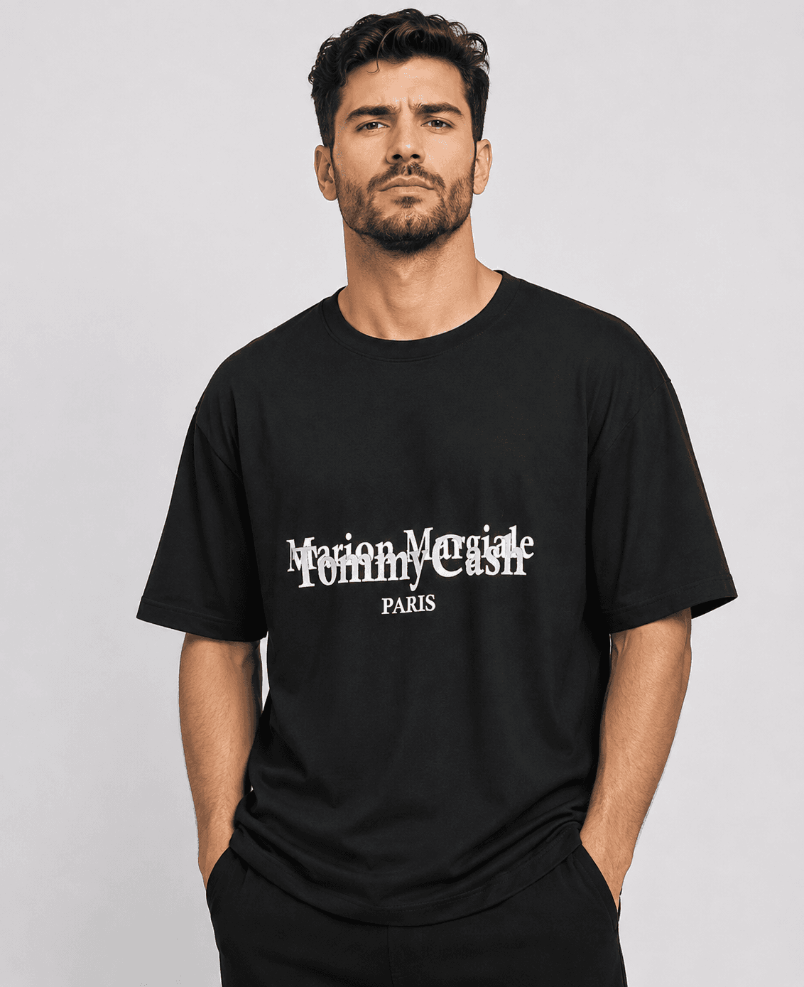 تیشرت لش مردانه طرح Maison Margiela x Tommy Cash مشکی