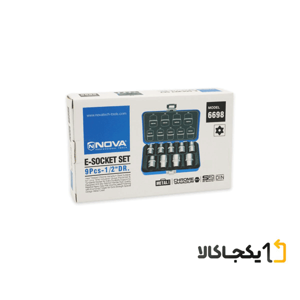 جعبه بكس 1/2 اينچ 9 پارچه E نووا مدل 6698 — تصویر ۵