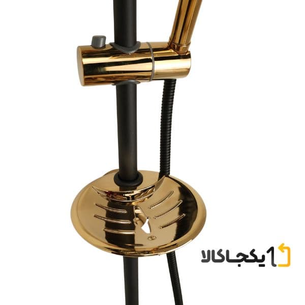 علم دوش حمام مدل یونیورست 602 استیل مشکی طلایی — تصویر ۴