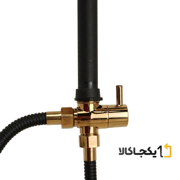 علم دوش حمام مدل یونیورست 602 استیل مشکی طلایی — تصویر ۳