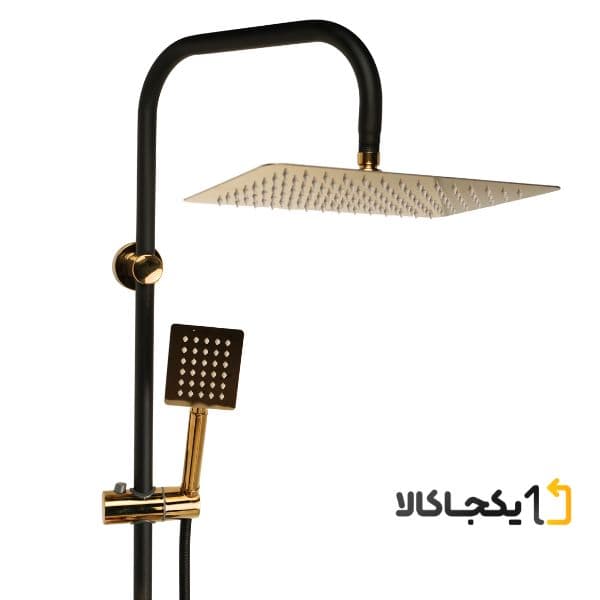 علم دوش حمام مدل یونیورست 602 استیل مشکی طلایی — تصویر ۲
