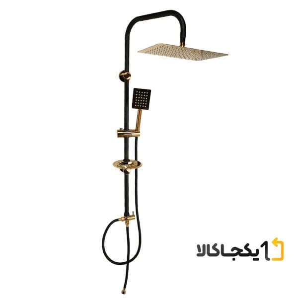 علم دوش حمام مدل یونیورست 602 استیل مشکی طلایی