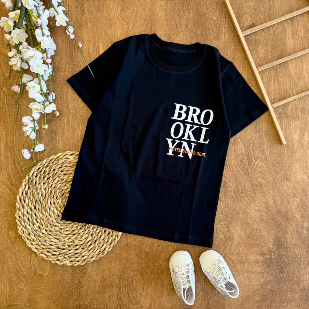 تیشرت تک مشکی Brooklyn سایز 50، 55 کد 6532