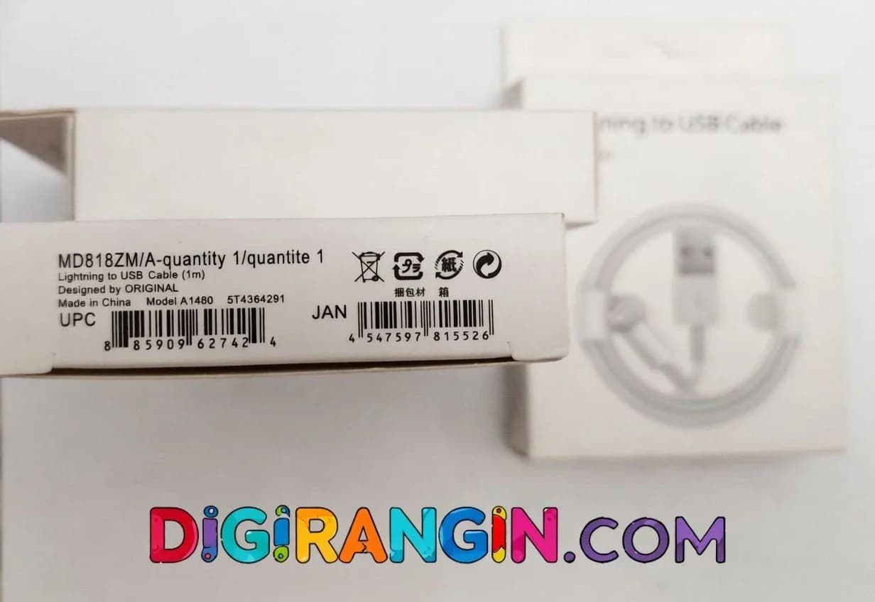کابل آیفون پکدار مدل MD818ZM/A | کابل اورجینال لایتنینگ اپل | دیجی رنگین