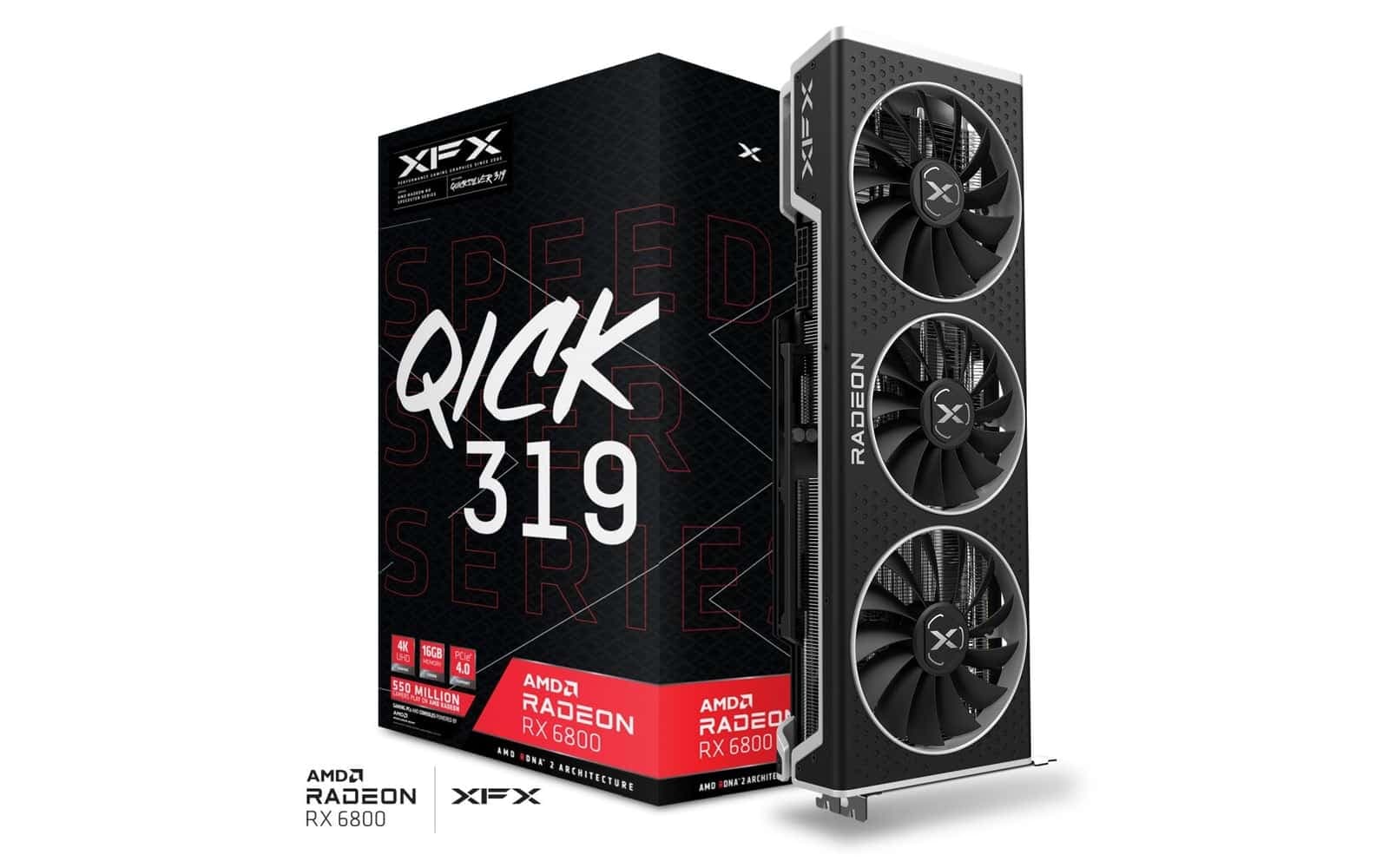 کارت گرافیک ایکس اف ایکس مدل Speedster QICK 319 AMD Radeon RX 6800XT BLACK Gaming حافظه 16 گیگابایت