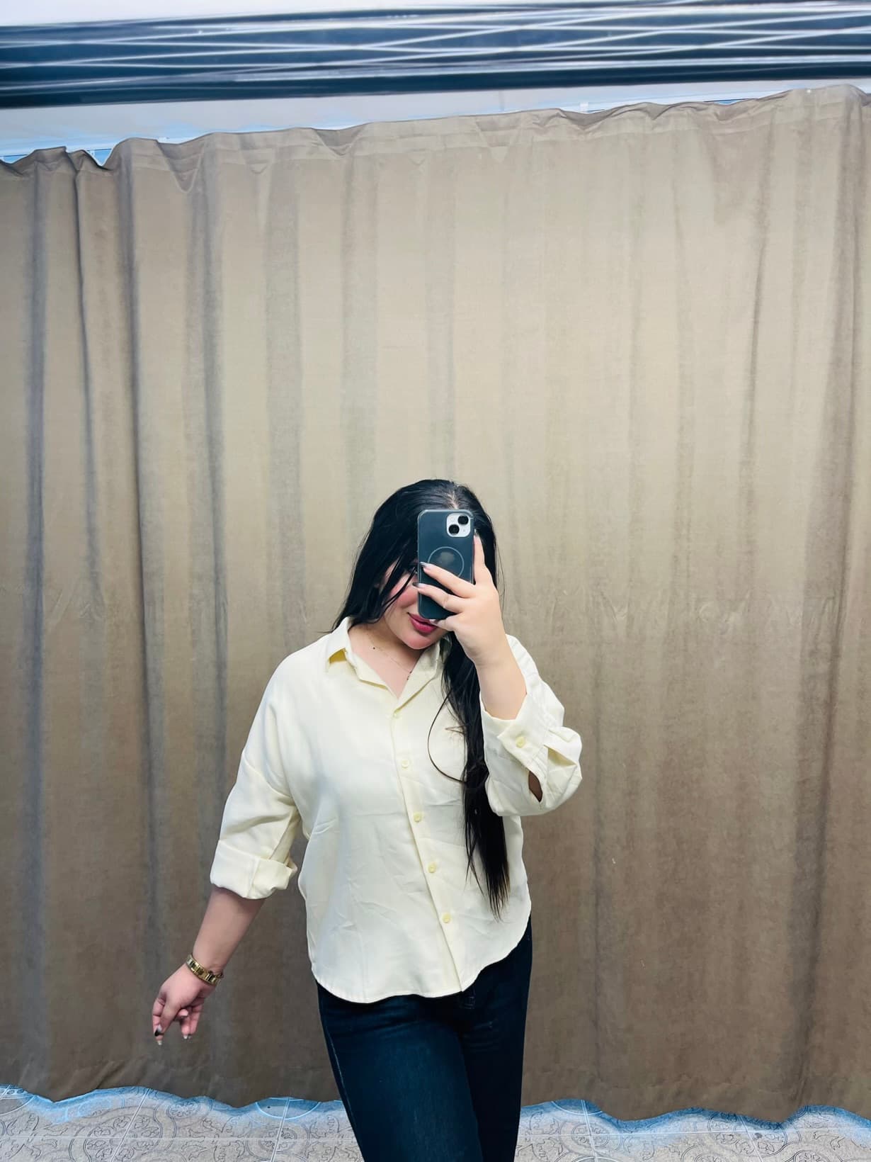 شومیز سیلک زرد کره ای زنانه — تصویر ۲