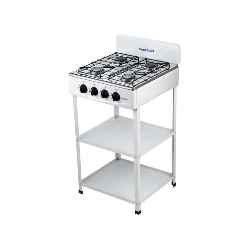 RECHAUD A GAZ ET AVEC TABLE NASCO – 4 FEUX – BRULEURS A GAZ NOIR – NASGS-K4BSS-S