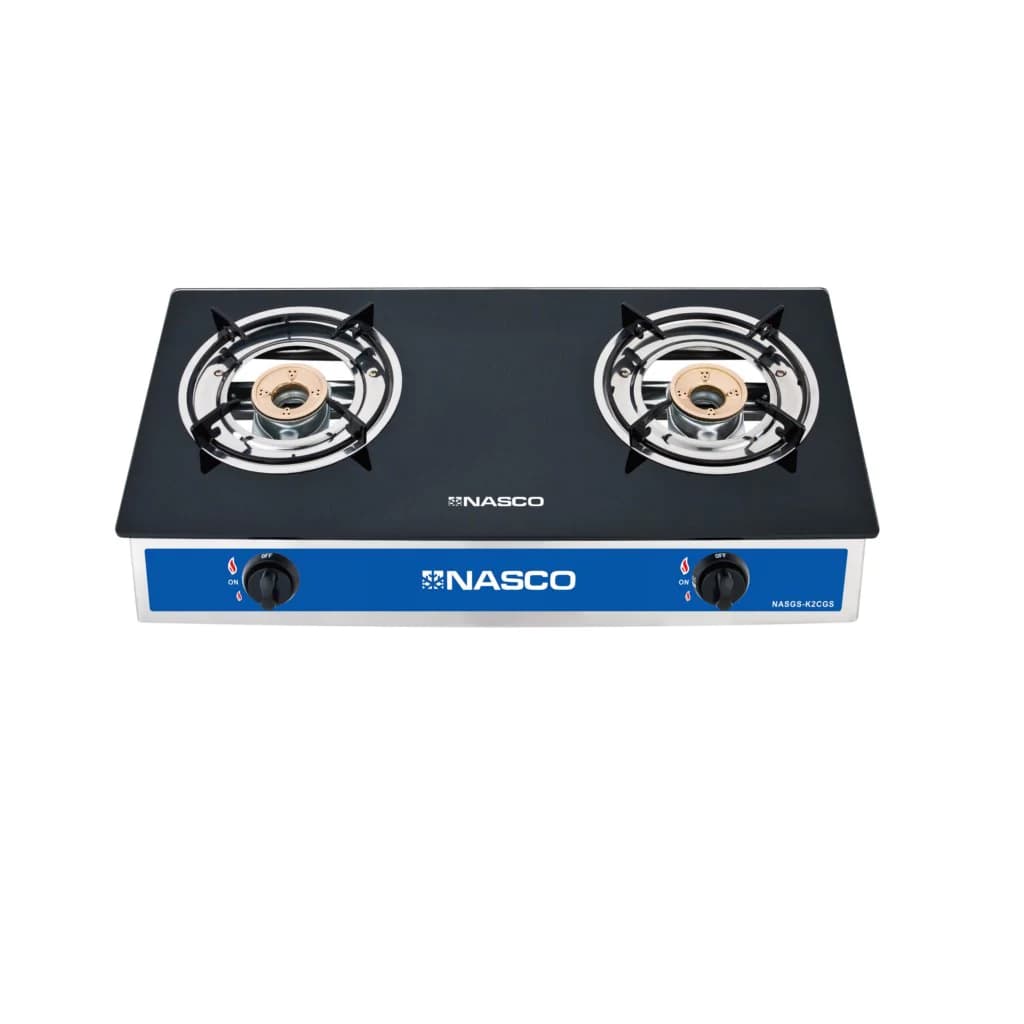 RECHAUD A GAZ NASCO- 2FEUX-VITRE INOX MIROIR-BRULEURS A GAZ EN CUIVRE – NASGS-K2CGS
