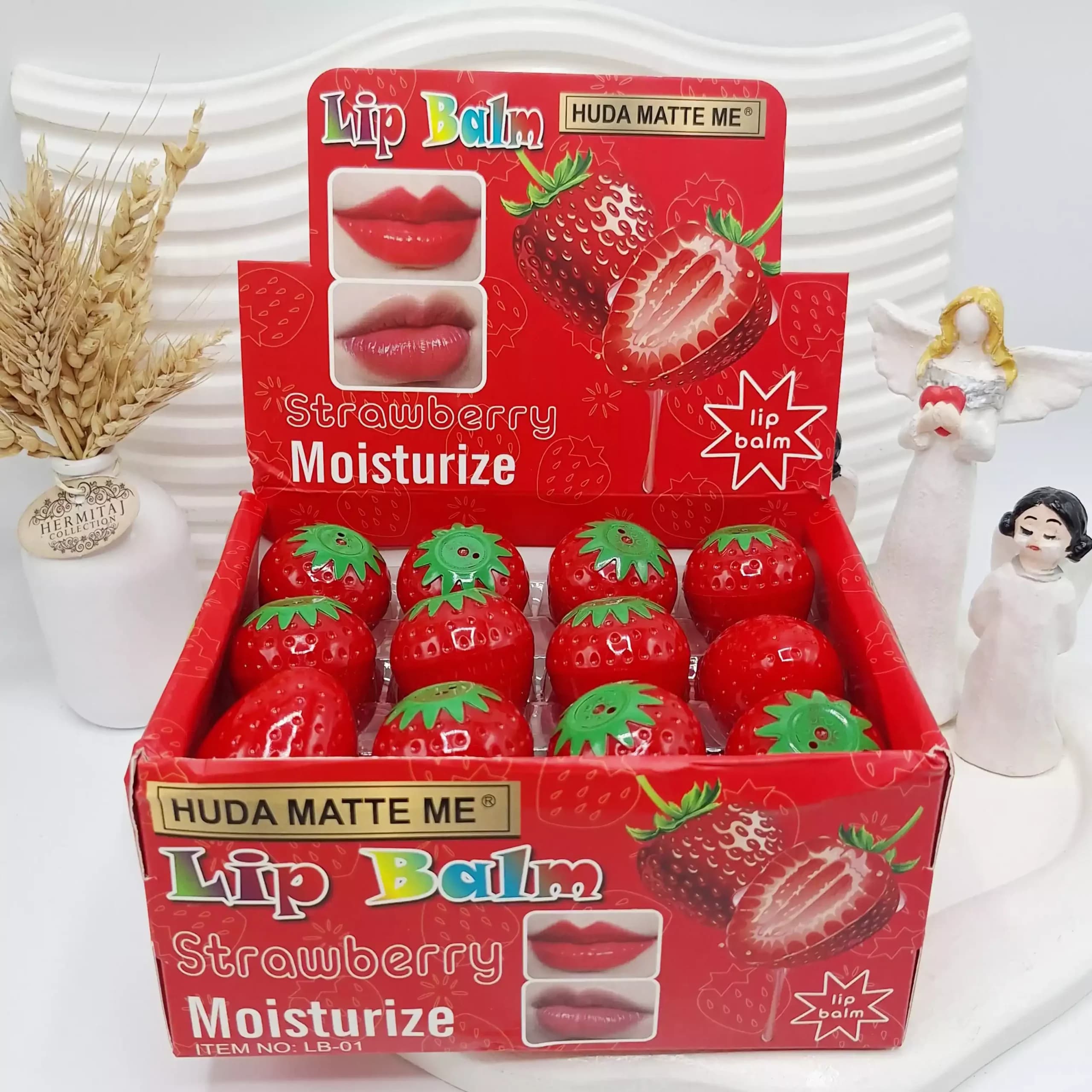 بالم لب فانتزی حراتی مدل HUDA MATTE ME توت فرنگی — تصویر ۲