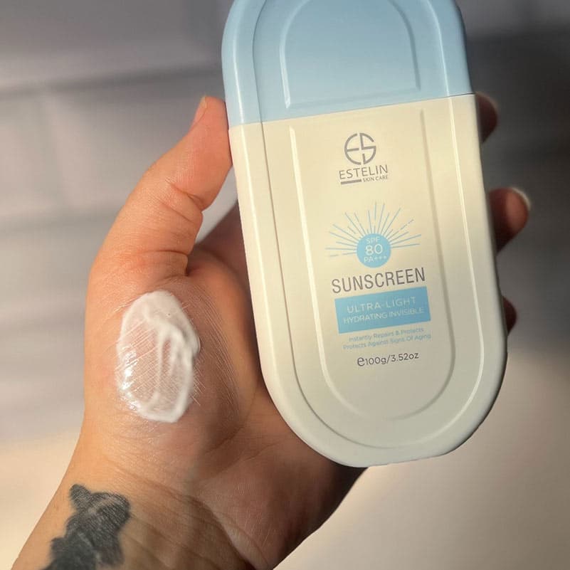 کرم ضد آفتاب بی رنگ استلین spf80 وزن 100 گرم آبی — تصویر ۲